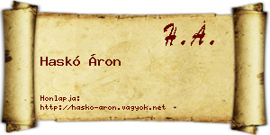 Haskó Áron névjegykártya